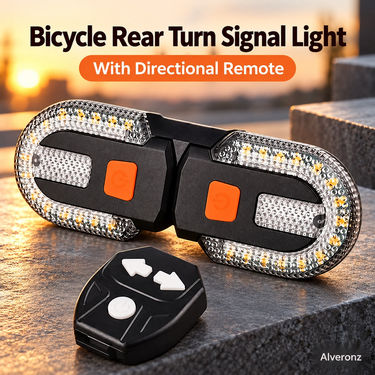 Alveronz-Bicycle Rear Turn Signal Light with Directional Remote