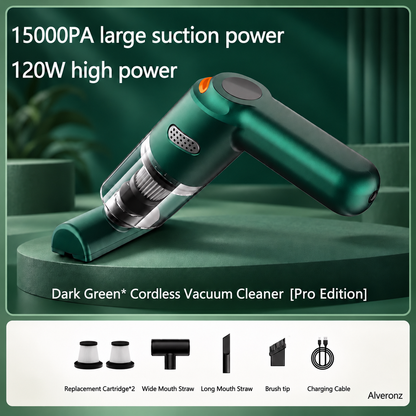 ALVERONZ - Cordless car vacuum – 15000Pa suction, lightweight, long battery life!