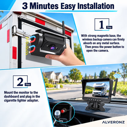 Alveronz-Magnetic Solar Wireless Backup Camera