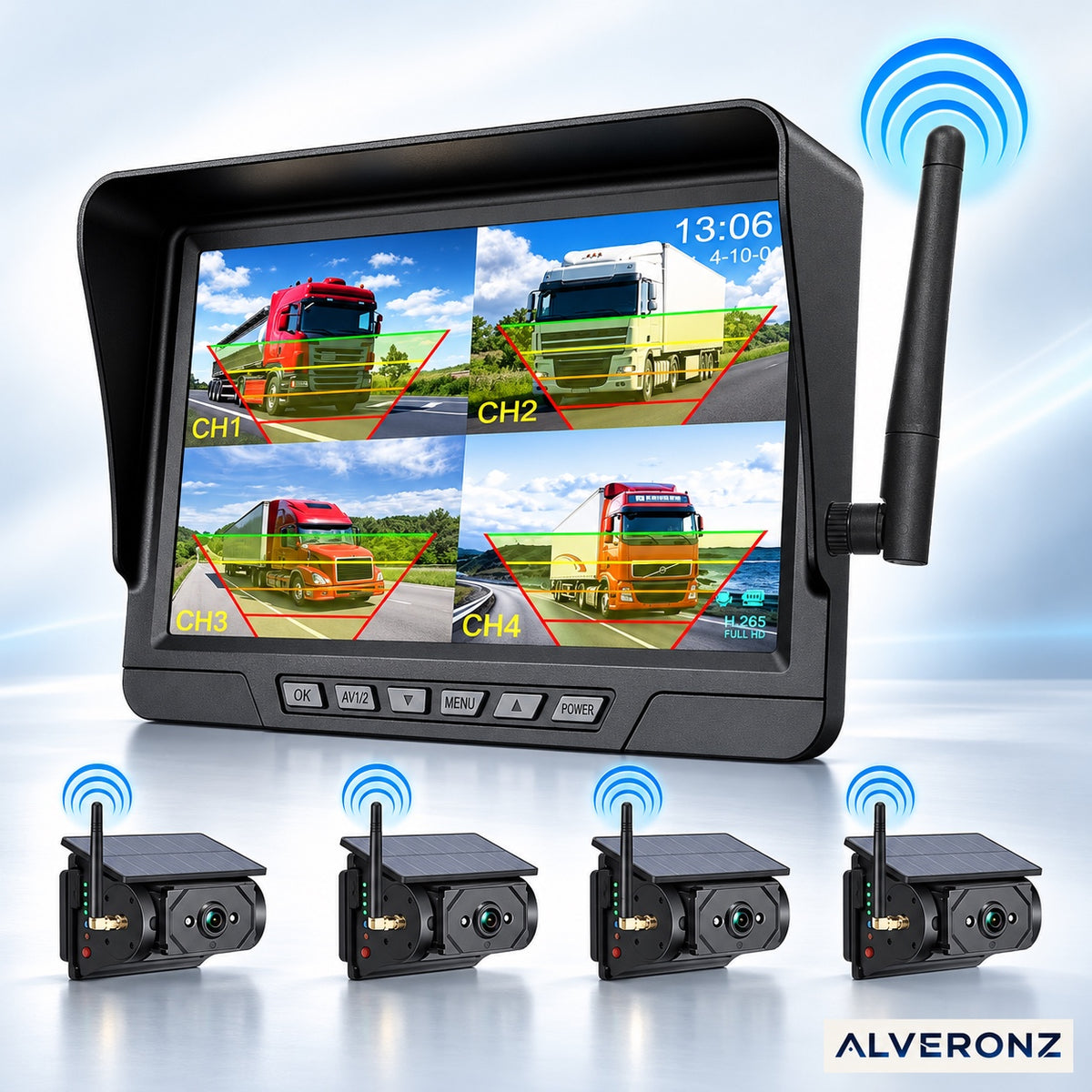 Alveronz-Magnetic Solar Wireless Backup Camera