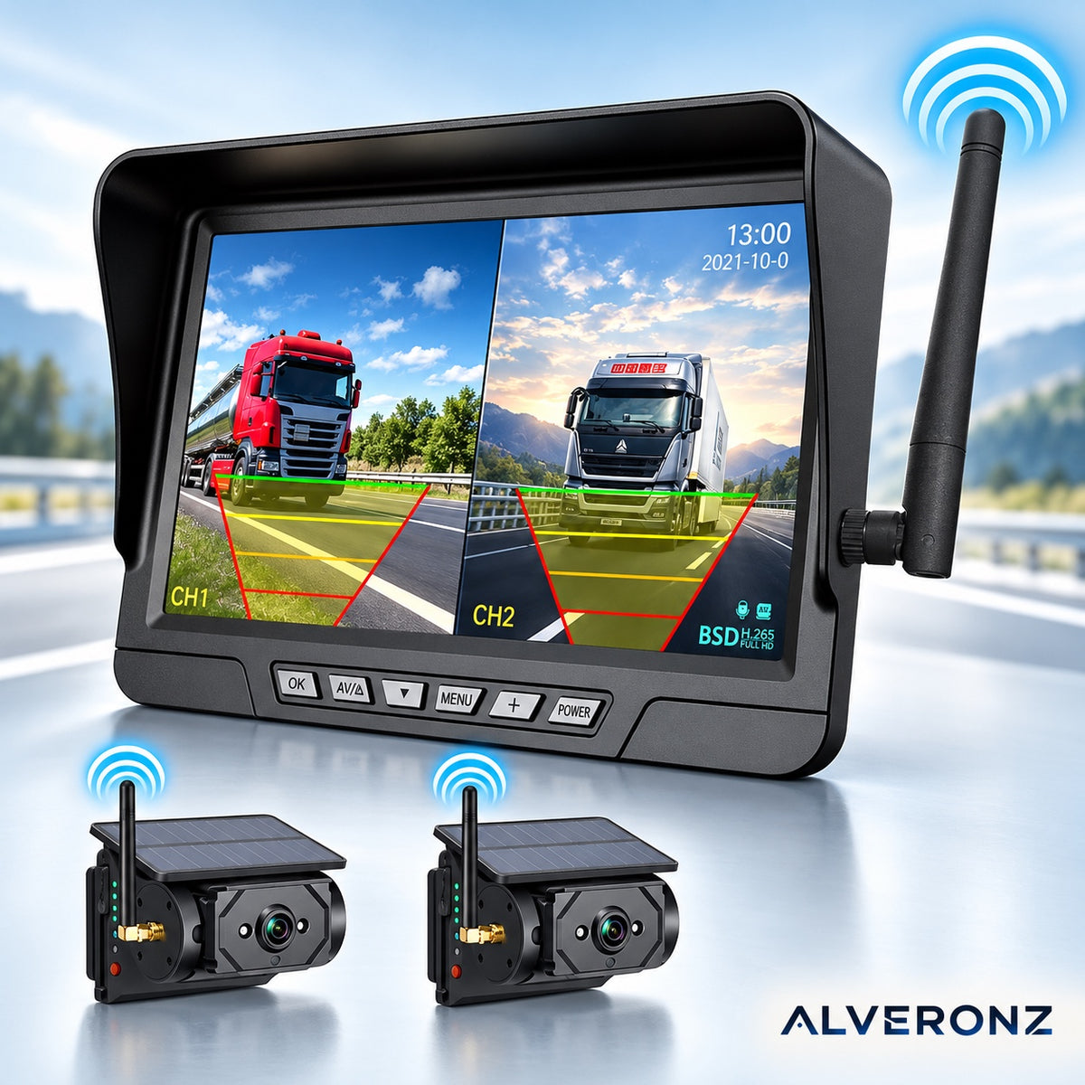 Alveronz-Magnetic Solar Wireless Backup Camera
