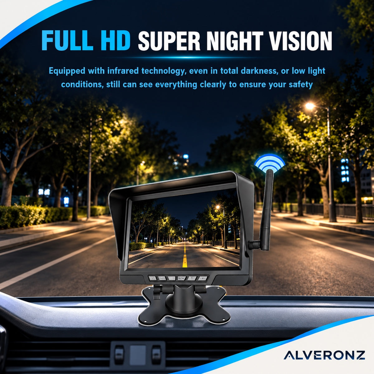 Alveronz-Magnetic Solar Wireless Backup Camera