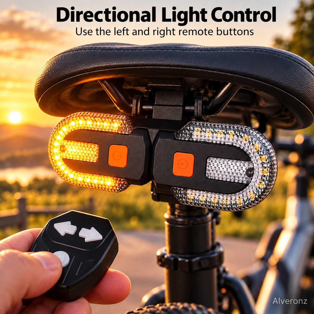 Alveronz-Bicycle Rear Turn Signal Light with Directional Remote