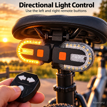 Alveronz-Bicycle Rear Turn Signal Light with Directional Remote