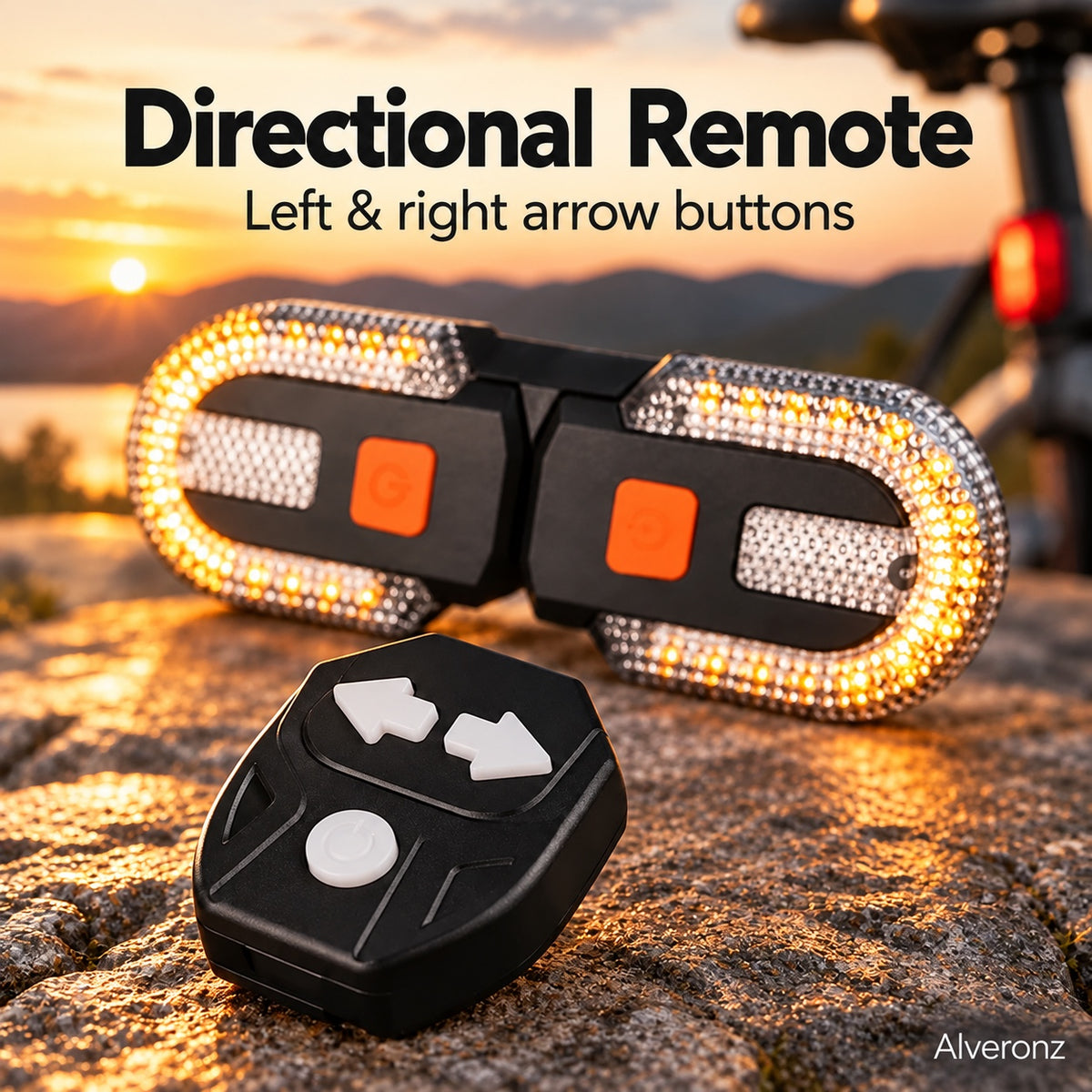 Alveronz-Bicycle Rear Turn Signal Light with Directional Remote