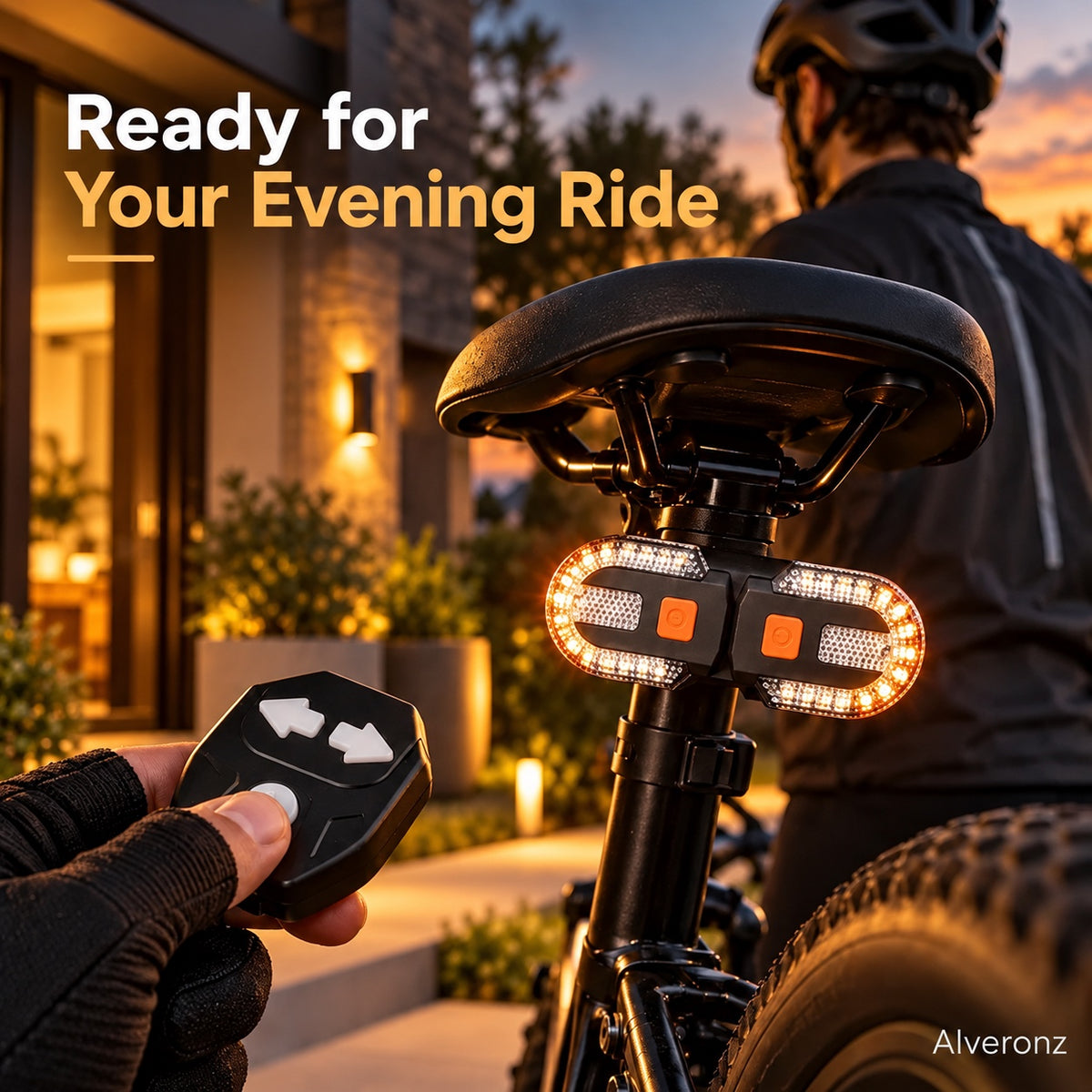 Alveronz-Bicycle Rear Turn Signal Light with Directional Remote