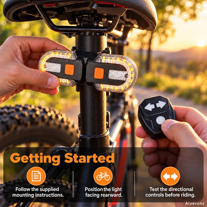 Alveronz-Bicycle Rear Turn Signal Light with Directional Remote