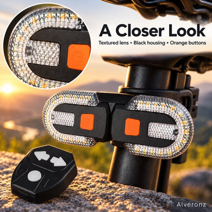 Alveronz-Bicycle Rear Turn Signal Light with Directional Remote