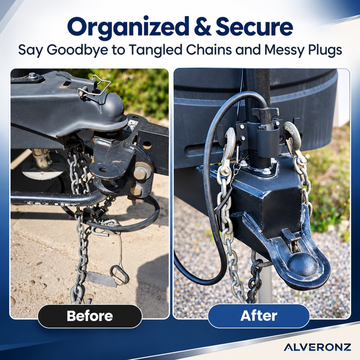Alveronz-Aluminum Trailer Towing Chain Organizer
