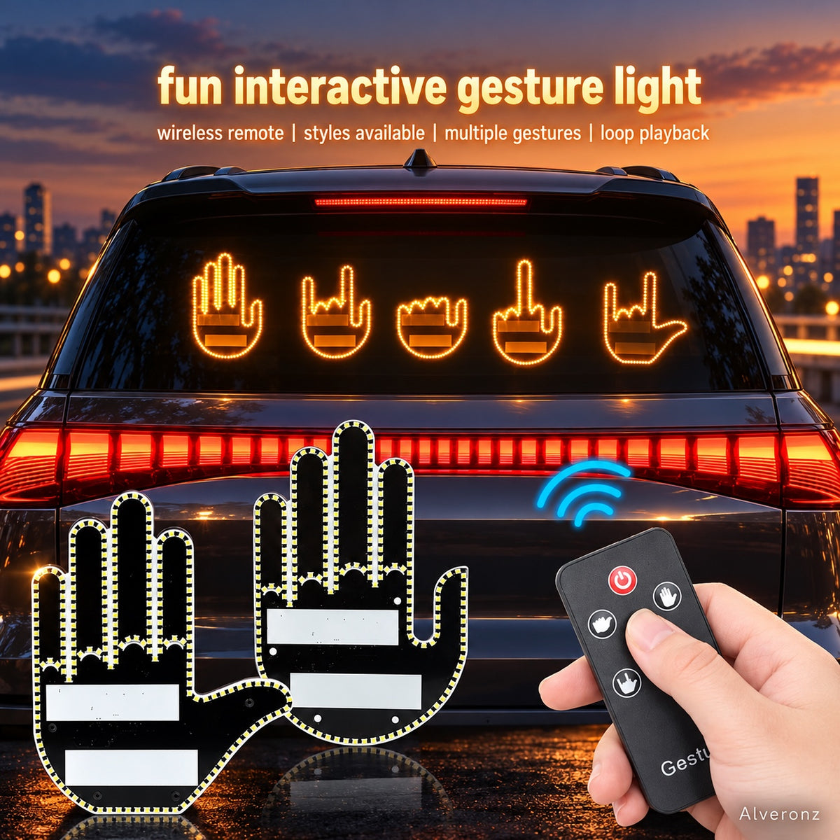 Alveronz-LED Car Finger Sign