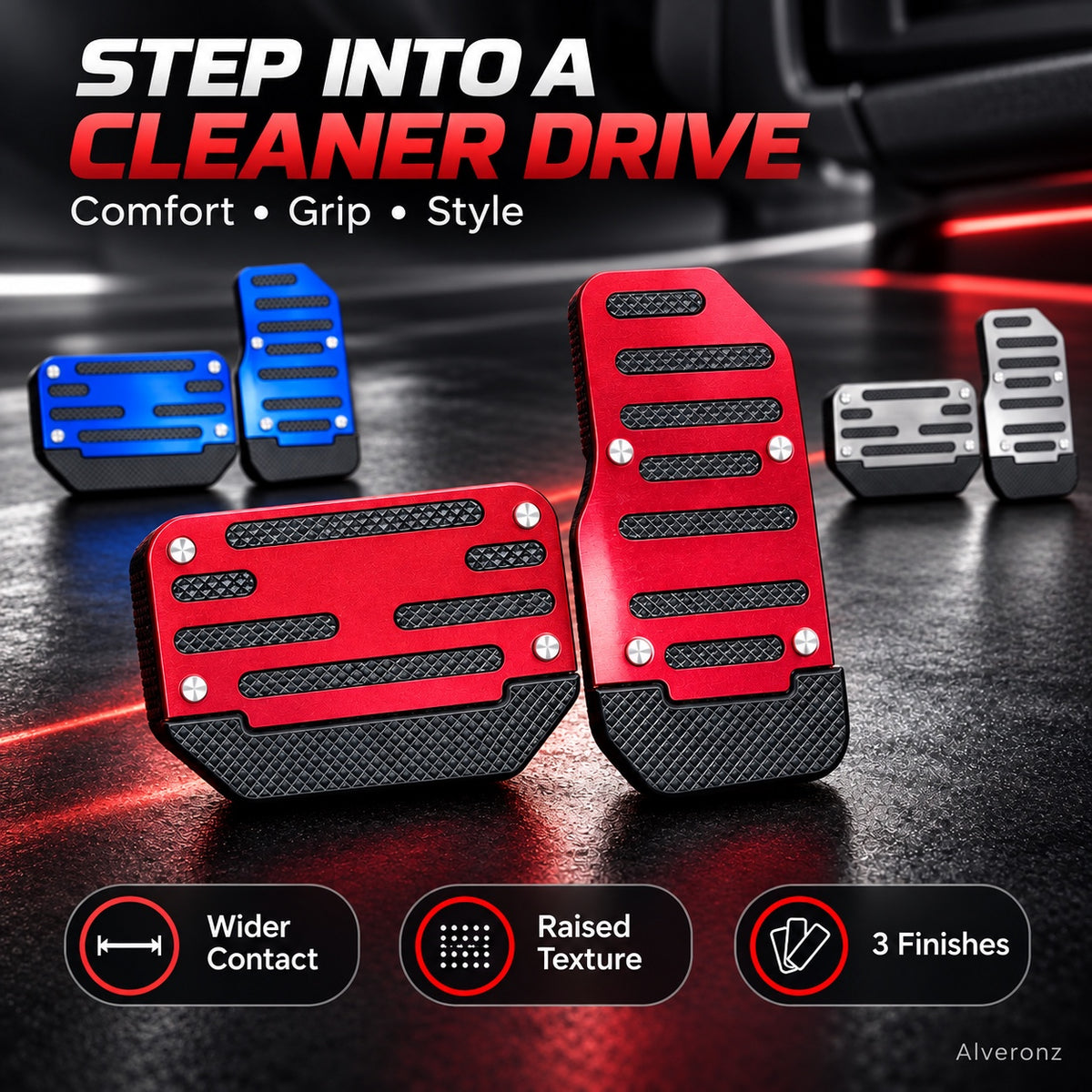Alveronz-2PCS NonSlip Universal Automatic Foot Brake Gas Cover Pad Pedal Accessories Car