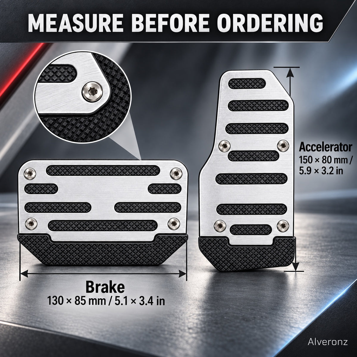 Alveronz-2PCS NonSlip Universal Automatic Foot Brake Gas Cover Pad Pedal Accessories Car