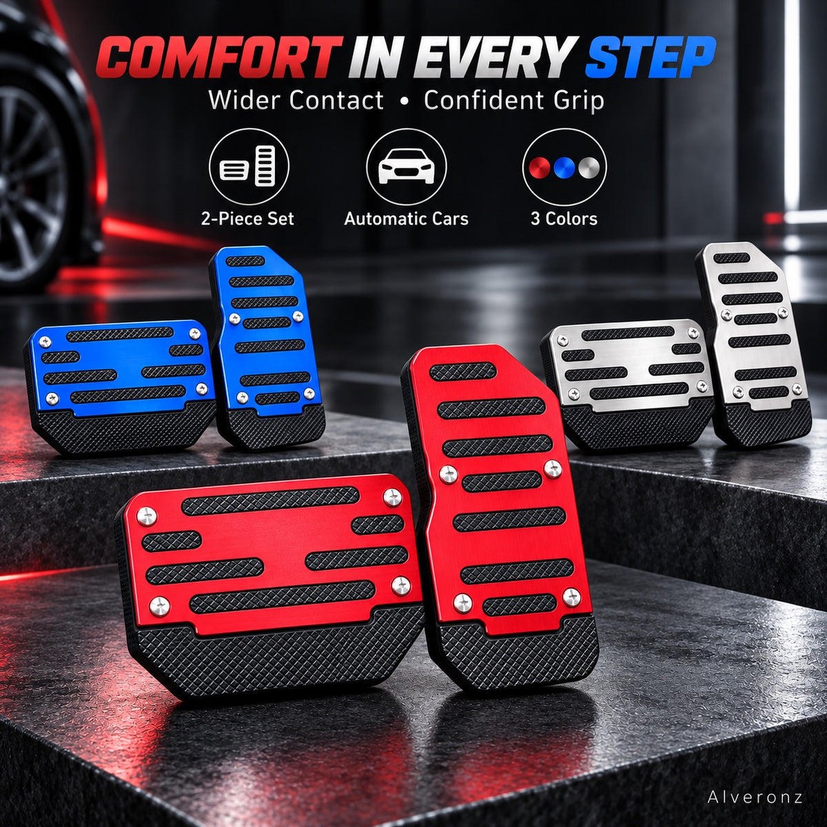 Alveronz-2PCS NonSlip Universal Automatic Foot Brake Gas Cover Pad Pedal Accessories Car