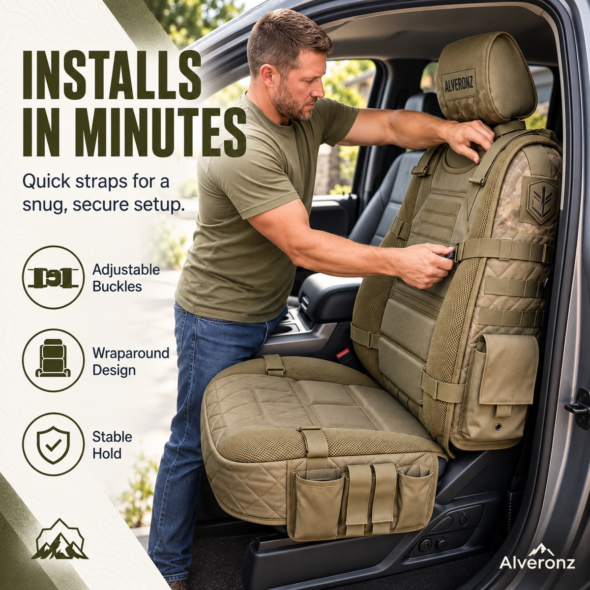 Alveronz-Tactical MOLLE Car Seat Cover Organizer