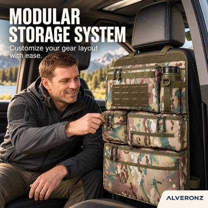 Alveronz-Heavy-Duty Tactical-Style Seat-Back Organizer | MOLLE Webbing for Modular Gear Expansion
