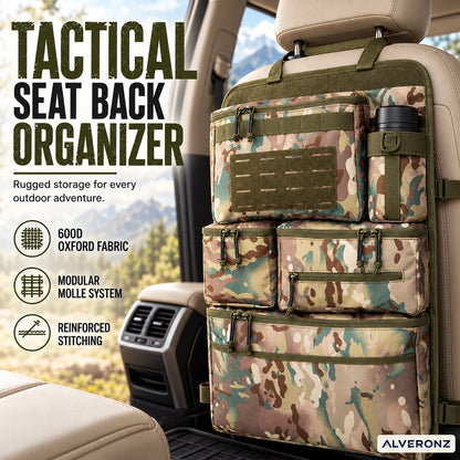 Alveronz-Heavy-Duty Tactical-Style Seat-Back Organizer | MOLLE Webbing for Modular Gear Expansion