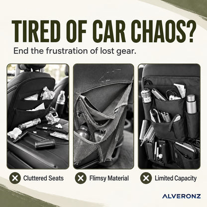 Alveronz-Heavy-Duty Tactical-Style Seat-Back Organizer | MOLLE Webbing for Modular Gear Expansion