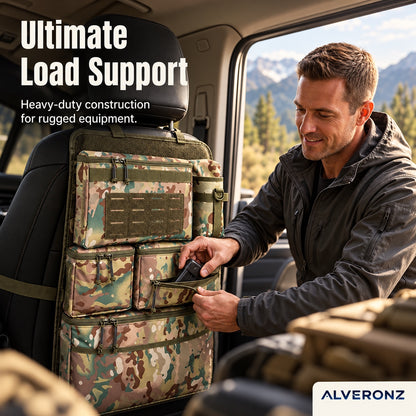 Alveronz-Heavy-Duty Tactical-Style Seat-Back Organizer | MOLLE Webbing for Modular Gear Expansion
