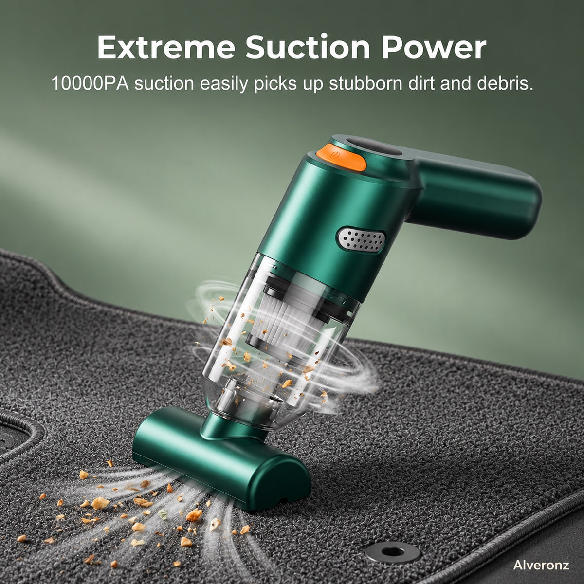 ALVERONZ - Cordless car vacuum – 15000Pa suction, lightweight, long battery life!