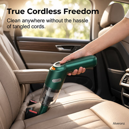 ALVERONZ - Cordless car vacuum – 15000Pa suction, lightweight, long battery life!